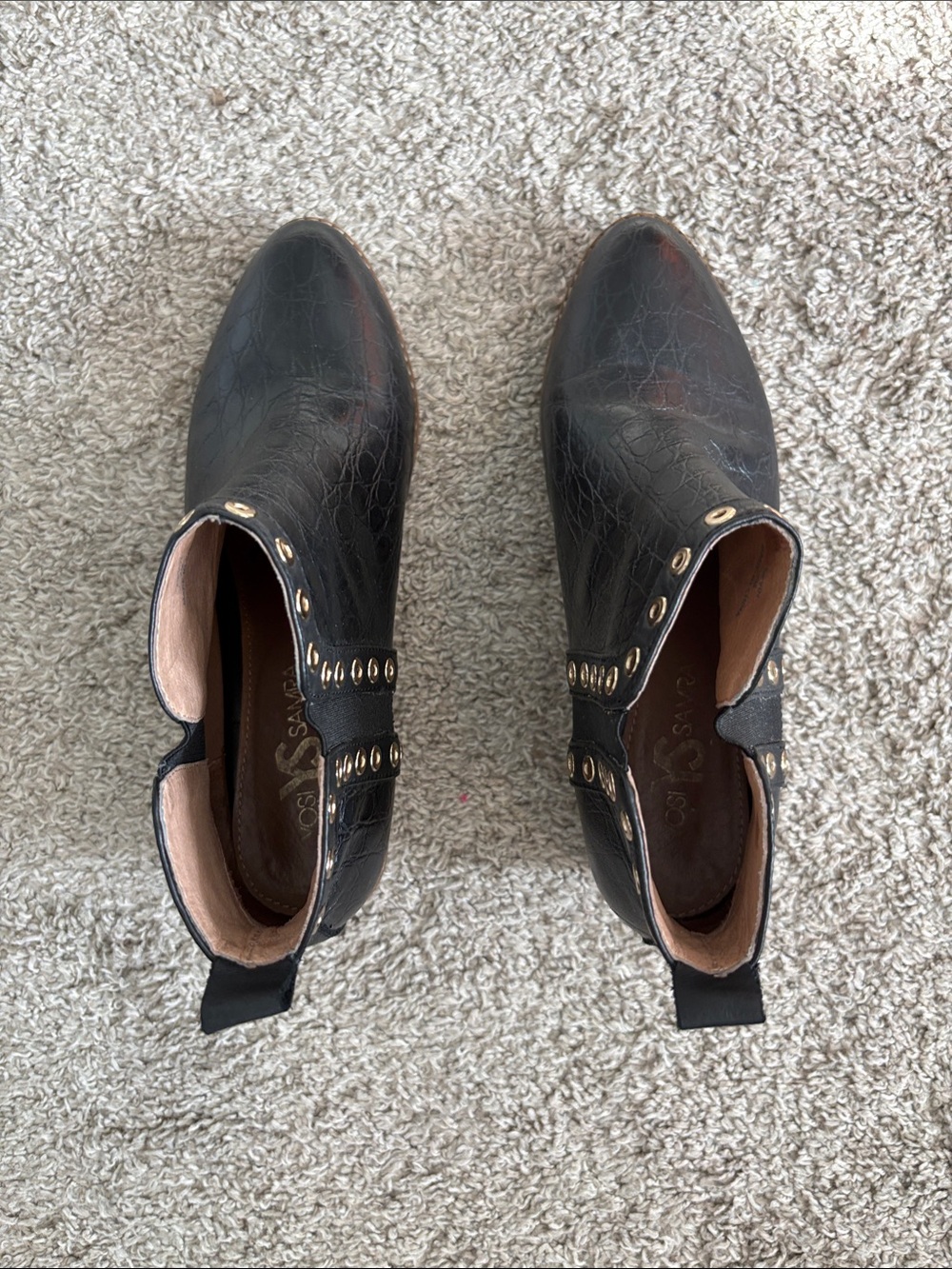 Anthropologie Black Leather Studded Booties